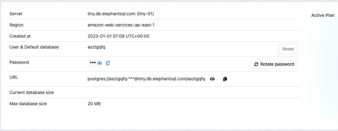 Elephant SQL Creds