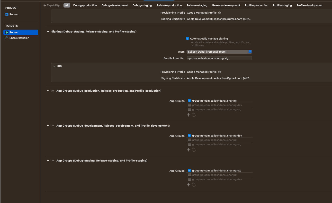 All app groups linked