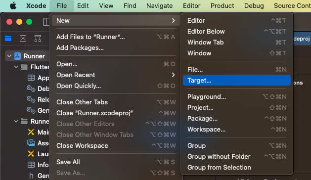 Image showing how to create a new target
