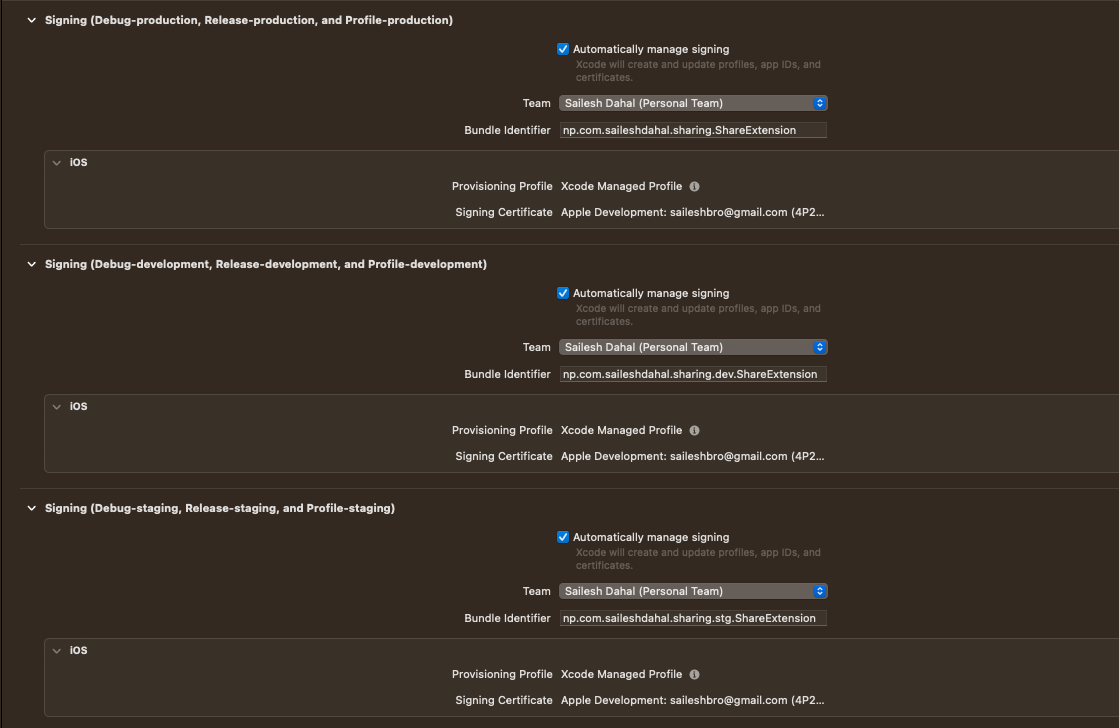 All bundle ids for share extension