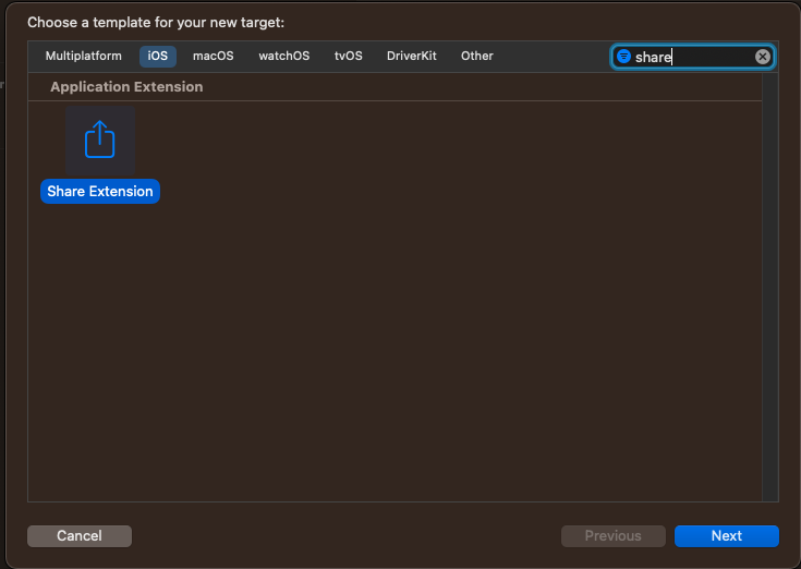 Image showing how to select a Share Extension